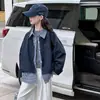 Casaco Infantil Outono 2026 Nova Moda Casual Xadrez Falso Duas Peças para Crianças Maiores