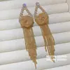 Pendientes de Hilo Dorado con Forma de Panal y Flor de Rosa con Borla de Circonita Pendientes Chapados en Oro Real Pendientes Ligeros de Lujo de Alta Gama para Mujer