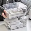 Caja de almacenamiento transparente con tapa abatible, caja de acrílico para mascarillas de escritorio a prueba de polvo, caja de almacenamiento de cosméticos de moda para el hogar