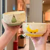 Cuenco de Cerámica para Arroz con Frutas para Uso Doméstico, Modelo Nuevo 2025, Cuenco de Arroz de Alto Valor Estético, Cuenco Individual para Comer Niños, Cuenco de Uso Personal