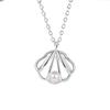 Collar de una sola concha de plata esterlina s925 de Hengyizhan para mujer, colgante romántico de cuentas en forma de abanico, temperamento que combina con todo.