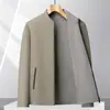Jaqueta Reversível com Gola Alta para Homens, 100% Poliéster, Antiamassado Casual, Não Precisa Passar, Adequada para Pais de Meia-Idade, Casaco Masculino