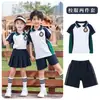 Roupas de jardim para creche verão estilo faculdade roupas de aula manga curta Roupa esportiva terno infantil uniforme de escola primária verão Novo