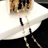 Accesorios para Joyería DIY Alambre Negro Transparente Retorcido Cristal Zircón Cadena Hecha a Mano Accesorios para Ropa Cadena Suelta Cadena para Gafas Decoración
