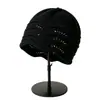 Gorro de tricô franzido estilo japonês e coreano, espessado para aquecimento no outono e inverno, gorro de tricô feminino estiloso com acabamento em renda