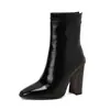Nuevas Botas Cortas Estampado Serpiente Otoño Invierno Estilo Europeo Americano Botas tipo Martin Botas de Montar Botas con Tacón Grueso 40-50 Talla Grande Deseo Botas de Comercio Exterior