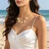 Moda Transfronteriza Estilo Marino Aleación Estrella de Mar Caracola Vieira Colgante Ajustable para Mujer Nicho Versátil Collar de Playa