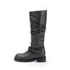 Estética de Dunas de Arena~ Botas Vintage Desgastadas de Doble Hebilla para Mujer, Botas Vaqueras de Punta Redonda de Altura Media, Botas de Montura para Mujer para Invierno