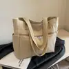 Bolso de lona simple de moda estilo coreano de gran capacidad para mujer, nuevo y elegante bolso de hombro para el trabajo y para salir, invierno 2025