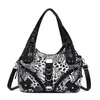 Bolsa de motocicleta com estampa de cobra da Amazon, bolsa social feminina com estampa de leopardo, bolsa feminina de PU de alta qualidade, bolsa de mão moderna e versátil para o dia a dia