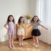 Nuevas Camisetas Frescas Versátiles de Colores Caramelo para Niñas, Camisetas de Moda de Color Sólido con Lazo Lindo para Bebés Niñas