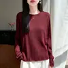 Llegada Nueva Transfronteriza Suéter de Punto Cuello Redondo Encaje Hueco Capa Base para el Trabajo Otoño Invierno Suave Pegajoso Holgado Suéter Pulóver
