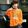 Camiseta de Manga Larga con Cuello Redondo de Dibujos Animados para Niño, Primavera y Otoño, para Niños Mayores, 100% Algodón Puro, Ropa Transpirable para Niños