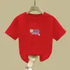 2070# Camiseta de Algodón de Manga Corta para Niños Nuevo Estilo 2025 Casual de Verano para Niños Top de Manga Media para Niños y Niñas Camiseta