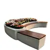 Banca florero integrado curvo de UHPC, asiento de ocio GRC de madera anticorrosión, banco paisajístico de plantación verde de forma especial