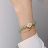 Pulsera Apilada de Doble Capa Imitación Jade Icking para Niñas Verano Nuevo Diseño de Nicho Pulsera de Flor Versátil
