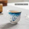 Taza de Té Kung Fu de Porcelana Blanca Individual Pequeña para el Hogar Porcelana Azul y Blanca Cerámica Pintada a Mano Juego de Té Taza de Té Cuenco de Té