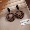 Pendientes acrílicos con estampado de leopardo europeo y americano de otoño e invierno, estilo Hong Kong, con cara blanca Maillard, pequeños pendientes de alta gama para mujer.