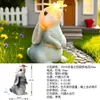 Enfeite de Coelho Borboleta de Resina com Luz Solar Decoração para Pátio Externo Jardim Estátua Externa Animal Enfeite