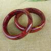 Pulsera de jade de seda dorada de mineral en bruto, pulsera de jade de piedra de sangre de pollo de color brillante con rayas regulares, pulsera de jade de arce rojo