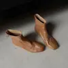 Botines Martin de cuero de punta cuadrada de tacón bajo adelgazantes para mujer, novedad otoño e invierno 2026, botines cortos versátiles simples de estilo francés con cremallera trasera