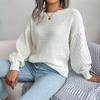Foto Real de Suéter de Punto Casual con Mangas Largas Tipo Linterna Europeo y Americano Otoño e Invierno 2026, Sitio Independiente Amazon Ropa de Mujer Transfronteriza