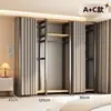 Armario de metal, estructura de acero, completamente cerrado, diseño simple, adecuado para apartamentos de alquiler, modular, engrosado, de pie, estilo abierto, para uso doméstico
