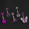 Aliexpress Piercing Umbigo Transfronteiriço Aço Inoxidável Borboleta Botão Umbigo Zircônia Brilho Conjunto de Piercings