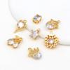 Oro Verdadero 18k Col de Forma Pentagonal Microincrustaciones de Circonita Accesorios Pulsera de Mariposa Colgante DIY Collar Pendientes Colgante D103