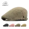 Nuevo Sombrero de Primavera 2025 para Hombre Gorra de Boina de Algodón y Lino Estilo Retro Británico Protección Solar Gorra Versátil para Mujer