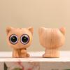 Talla de Madera de Tuya Gato de Ojos Grandes y Ojos Estrellados Mascota Creativa Gato DIY Bolsa Llavero Colgante Accesorio