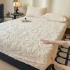 Lençol de Cama de Lã de Leite Ajustável Peça Única Inverno Engrossado Quente Dormitório Quarto Uso Doméstico Macio Confortável Protetor de Lençol Ajustável