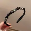Nueva Diadema de Perlas y Pedrería Estilo Coreano para Mujer, Diadema Negra para Lavarse la Cara Inspirada en Chanel, Accesorio para el Cabello de Alta Presión en la Corona