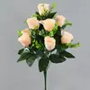 Flores Artificiales Estilo Europeo 12 Cabezas Rosa Pavo Real Ramo de Boda Decoración de Hotel Muebles para el Hogar Accesorios Flores Falsas