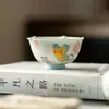 Taza maestra de cerámica pintada a mano con motivos de mariposas apiladas, nuevo juego de té kung fu estilo chino, taza de degustación de té, decoración bajo vidriado