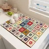 Alfombrilla de baño retro de tierra de diatomeas estilo americano, alfombrilla antideslizante absorbente de agua para baño y inodoro