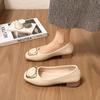 Zapatos de tacón bajo cuadrados de estilo de noche para mujer, nuevos modelos de primavera y otoño 2025, perfectos para combinar con faldas, tacón bajo, suela suave, mocasines sin cordones