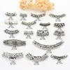 Xizang Plata Tubo Curvo Estilo Étnico Joyería Accesorios Patrón Hueco Media Pulsera DIY Pulsera Tejida a Mano Accesorios para Collares