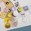 Atacado de broches acrílicos novos e super fofos em formato de pato do Japão e da Coreia do Sul, com designs de desenhos animados infantis, perfeitos para decorar bolsas e como acessórios