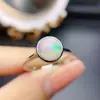 Anillo de Ópalo Blanco Natural Popular al por Mayor de Fábrica Plata S925 Incrustado Piedra Principal 8*8 Joyería de Lujo Venta Directa de Fábrica