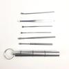 Kit com 6 Peças de Limpador de Ouvido em Aço Inoxidável Limpador de Ouvido Giratório Conjunto de Colheres de Ouvido Pode Imprimir Logo Conjunto com 6 Peças de Colher de Ouvido