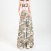Young Orange# American High Street Spice Girl Camuflagem Jeans de Perna Larga Feminino Solto Emagrecimento Alto Moda Versátil Calças Mop