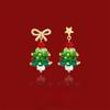 Pendientes elegantes para niña, otoño e invierno, con lazo, estrella, árbol de Navidad, regalo de Navidad, vacaciones