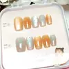 10 Peças de Unhas Postiças Categoria Olho de Gato Codificadas, Simples Escada Curta Transparente Gelo, Pontos de Estrela, Unhas Usáveis Feitas à Mão