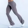 Pantalones Acampanados de Nylon Mate de Longitud Regular de Cintura Alta Ajustados Moldeadores de Glúteos Acampanados Sin Costuras para Fitness
