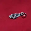 Colgante de pluma vintage de plata pura S925, etiqueta de plata, charm para pulsera, cordón trenzado, pequeño accesorio de plata pura para DIY, charm lateral decorativo