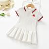 Vestido de Verano para Niñas vestido de Estilo Occidental para Bebé Infantil Personalizado de Marca Moderna Combinación de Colores Cereza Solapa POLO Falda Plisada de Princesa