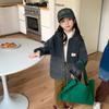 Chaqueta Infantil 2026 Estilo Invierno Niños y Niñas Estilo Coreano Chaqueta de Mezclilla Degradada Top Holgado de Solapa Forrado de Borrego para Niños