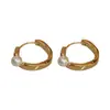 Hebilla de Oreja Circular Ola Perla Única Diseño de Nicho Pendientes de Alta Gama Pendientes Circulares de Perla Simples y de Moda para Mujer