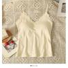 Camisola de renda com bojo feminina de verão sexy para usar por cima top curto sem mangas em V para usar por baixo beleza nas costas lingerie